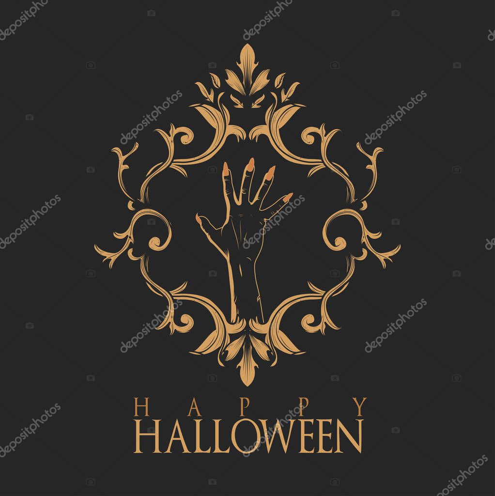 Vector set of happy halloween luxury vintage badges, emblems and labels. halloween party templates