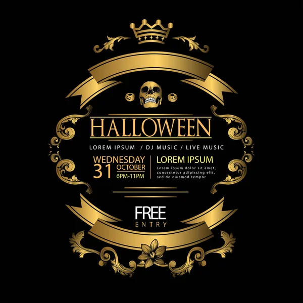 Lüks vintage rozetler, amblemler ve etiketlerle dolu bir vektör seti. Cadılar Bayramı parti şablonları