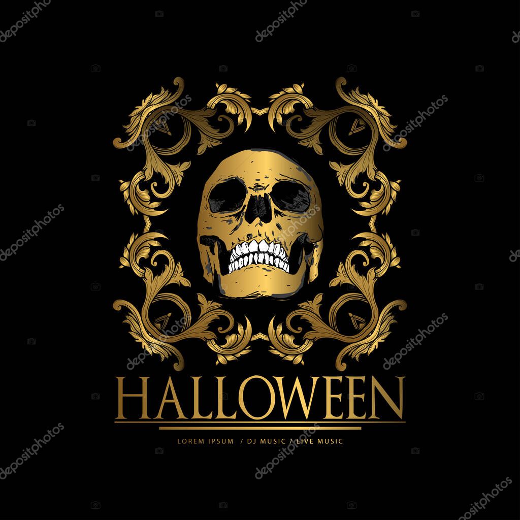 Vector set of happy halloween luxury vintage badges, emblems and labels. halloween party templates
