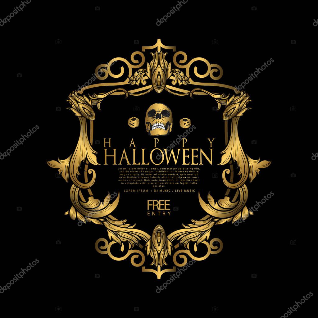 Vector set of happy halloween luxury vintage badges, emblems and labels. halloween party templates