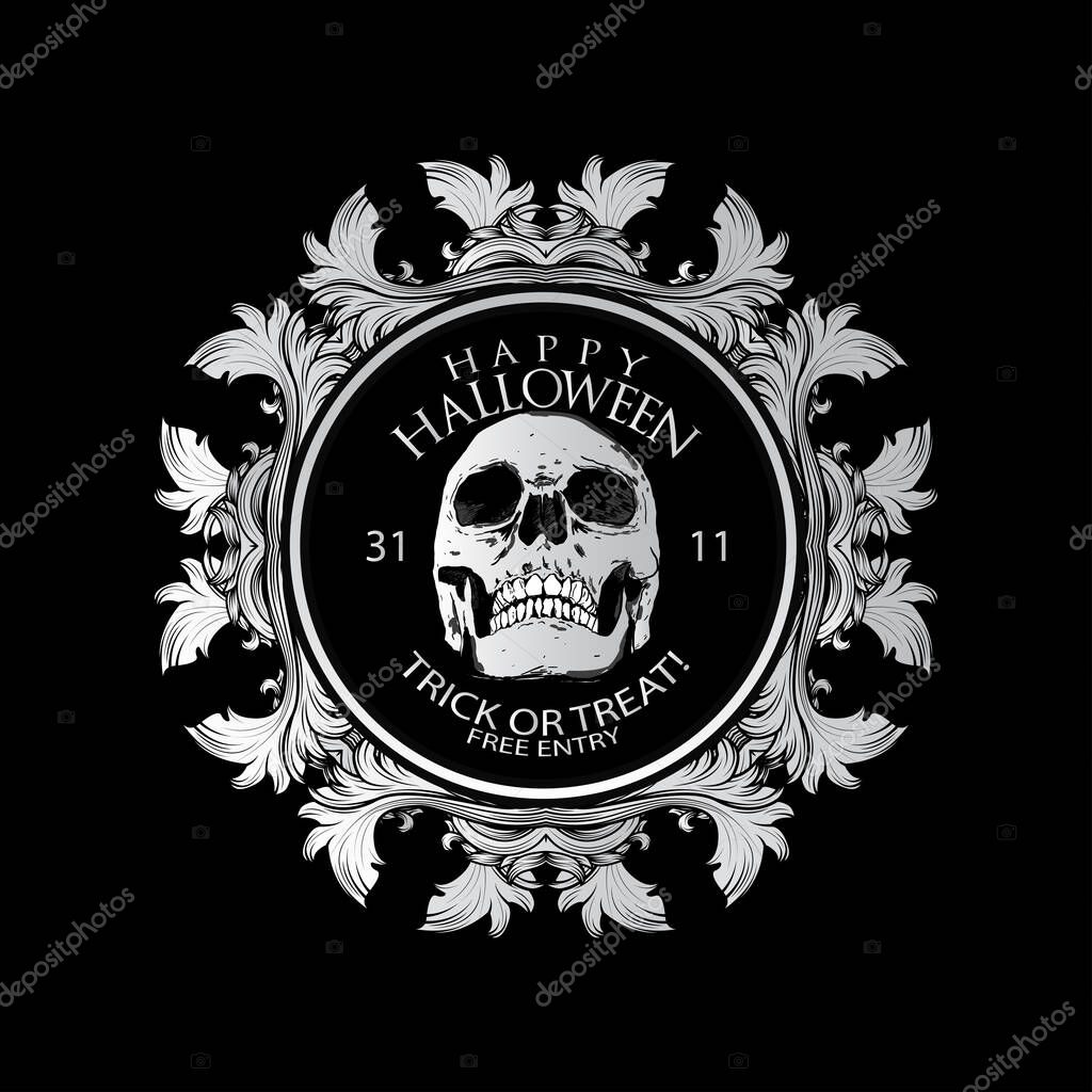 Vector happy halloween luxury vintage badges, emblems and labels. halloween party templates