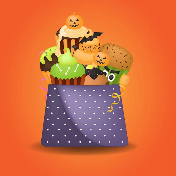 Personagens Halloween Bonito Modelo Vetor Ilustração —  Vetores de Stock