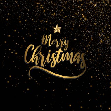 Siyah arka planda Noel çelengi şeklinde mutlu Noeller. Nesne, Sembol ve elementler, vektör illüstrasyonu