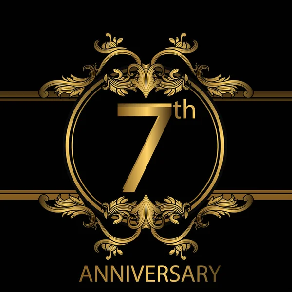 Επετειακή Γιορτή Χρόνων Λογότυπο Της 7Ης Επετείου Χρυσό Χρώμα Αλουμινόχαρτο — Διανυσματικό Αρχείο