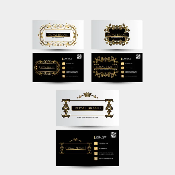 Conjunto Cartão Visita Com Cor Dourada Com Ornamento Dourado — Vetor de Stock
