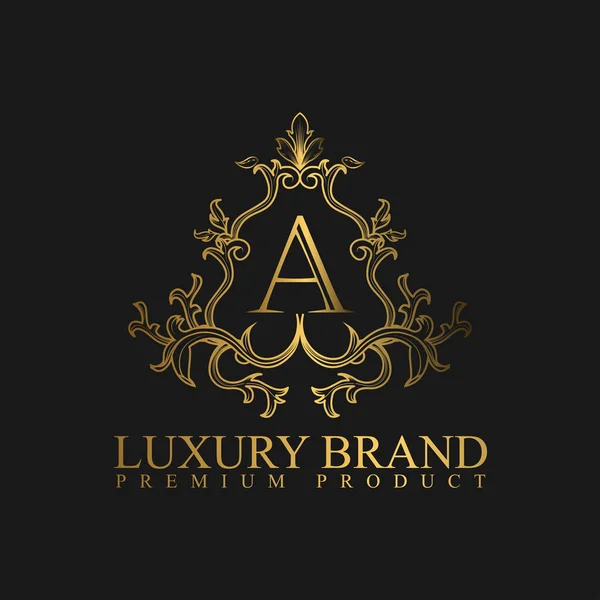 Logo Luxury Złotym Kolorem Królewska Marka Dla Luksusowych Korporacji — Wektor stockowy