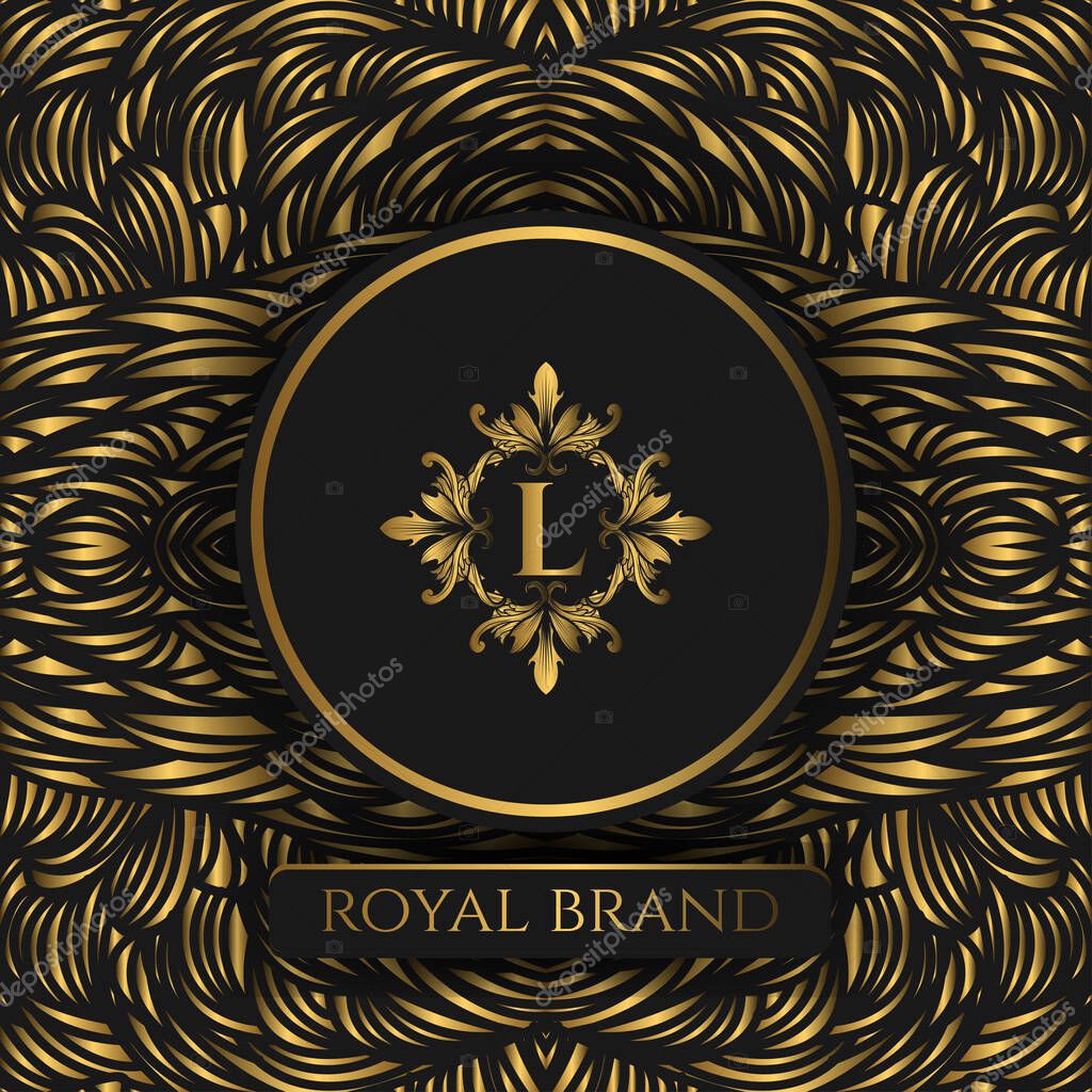 Luxury Background with Gold Color. templates with design element ornament, label, logo. made with golden luxury flower on ornament background