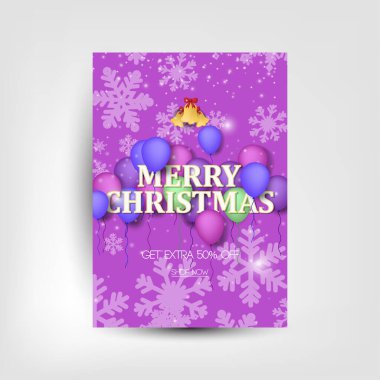 Noel afişleri, özel teklifler ve indirimler. Broşürler, poster, ağ, afiş ve kart vektör illüstrasyonu için dekorasyon