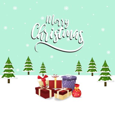 Karakterli ve geçmişli Mutlu Noel Tasarımı. Noel geçmişin için yaratıcı tasarım. vektör illüstrasyonu