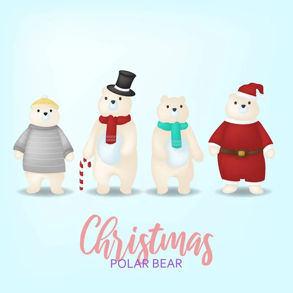 Conjunto Ilustrações Natal Dos Desenhos Animados Personagem Feliz Natal Urso —  Vetores de Stock