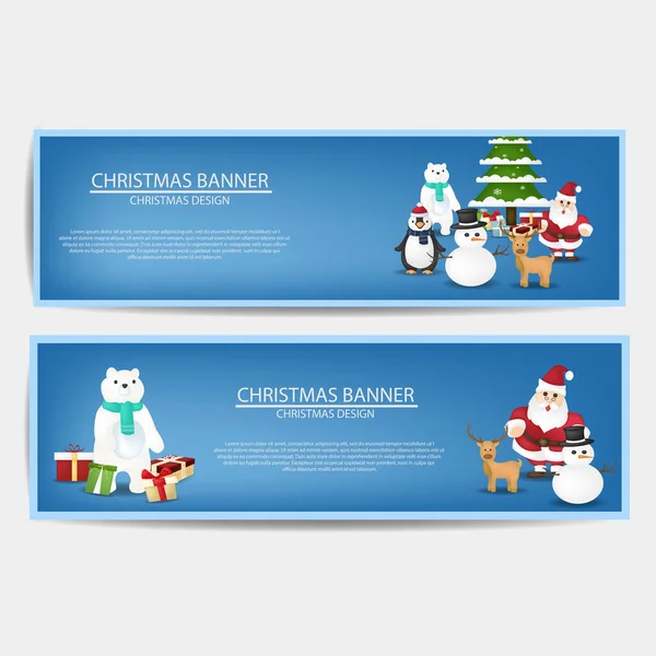 メリークリスマスバナー あなたのサイトのためのフェスティバルヘッダーデザイン — ストックベクタ