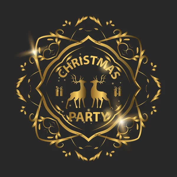 Feliz Navidad Lujo Sobre Fondo Negro Oro Brillante Ilustración Vectorial — Vector de stock