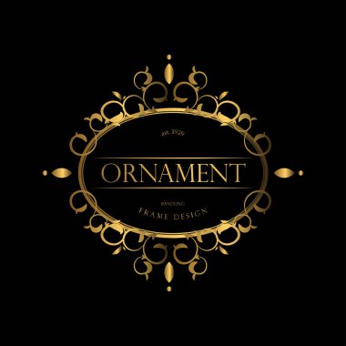 Altın Renkli Lüks Arkaplan. Tasarım elementi süslemesi, etiket, logo şablonları. Süs Arkaplanda Altın Lüks Çiçeklerle Yapıldı