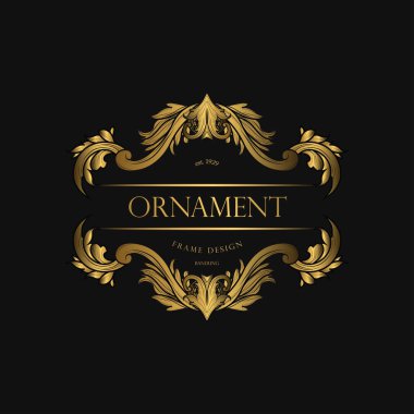 Altın Renkli Lüks Arkaplan. Tasarım elementi süslemesi, etiket, logo şablonları. Süs Arkaplanda Altın Lüks Çiçeklerle Yapıldı