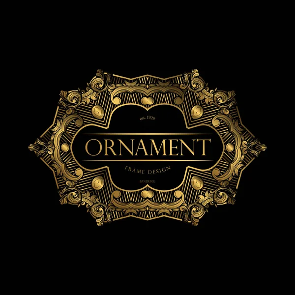 Altın Renkli Lüks Arkaplan. Tasarım elementi süslemesi, etiket, logo şablonları. Süs Arkaplanda Altın Lüks Çiçeklerle Yapıldı