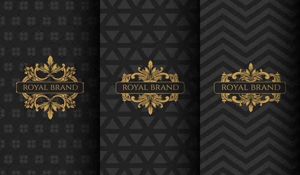 Tasarım Elemanı Süslemesi, Etiketi, Logosu olan Paketleme Şablonları. Süs Arkaplanda Altın Lüks Çiçeklerle Yapıldı