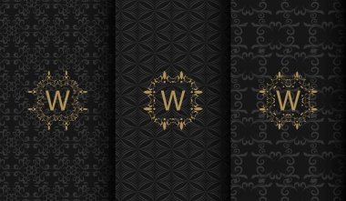 Tasarım Elemanı Süslemesi, Etiketi, Logosu olan Paketleme Şablonları. Süs Arkaplanda Altın Lüks Çiçeklerle Yapıldı