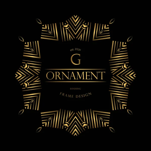황금색으로 장식되어 Template Design Element Ornament Label Logo 장식용 배경에 — 스톡 벡터