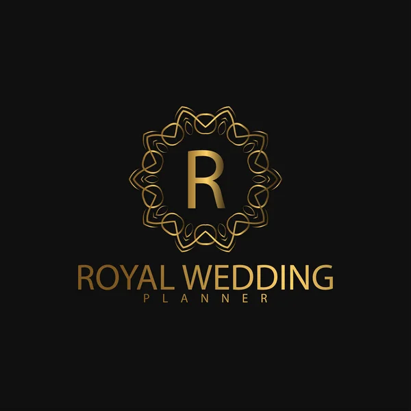 Logo Premium Luxury Med Gyllene Färg Royal Varumärke För Lyxiga — Stock vektor
