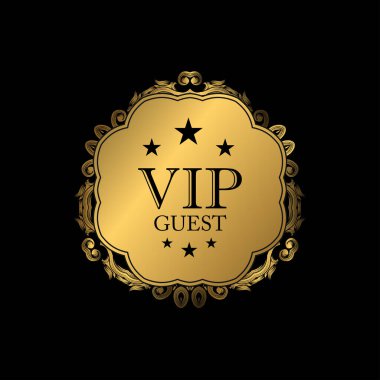 VIP parti davetiye kartı ve lüks altın tasarımı. Siyah ve altın tasarım şablonu. Süs desenli dekoratif arkaplan