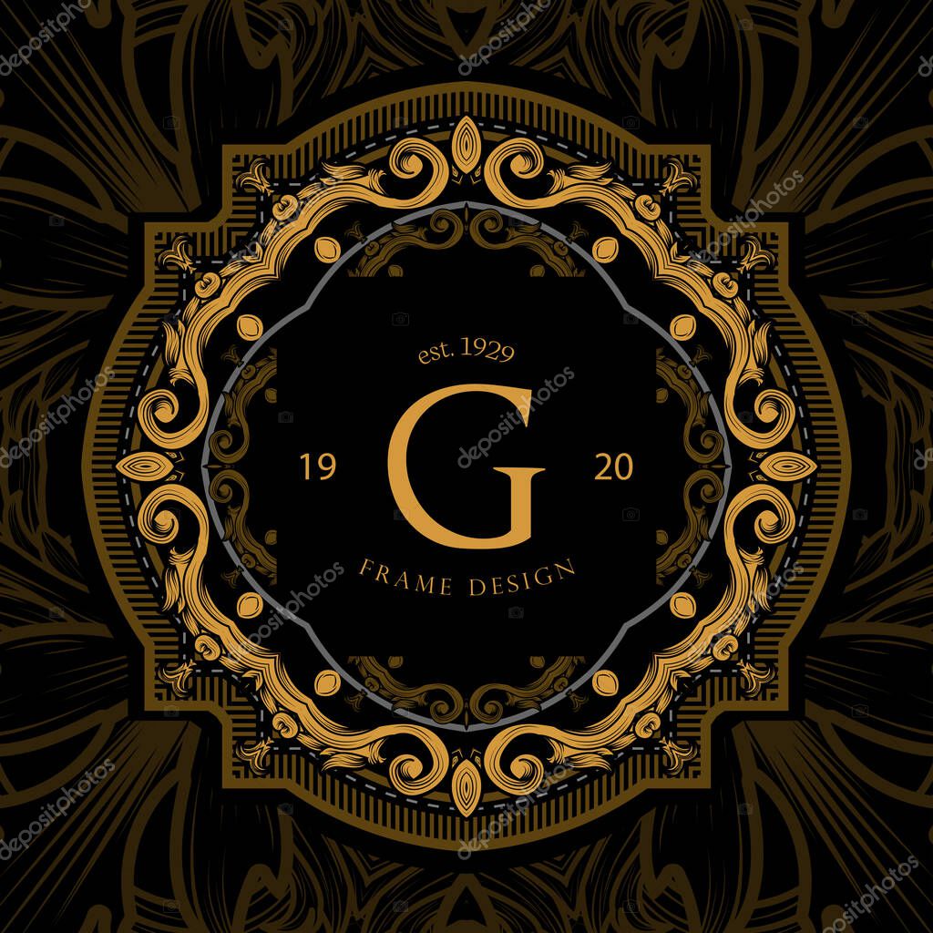 Luxury Background with Gold Color. templates with design element ornament, label, logo. made with golden luxury flower on ornament background