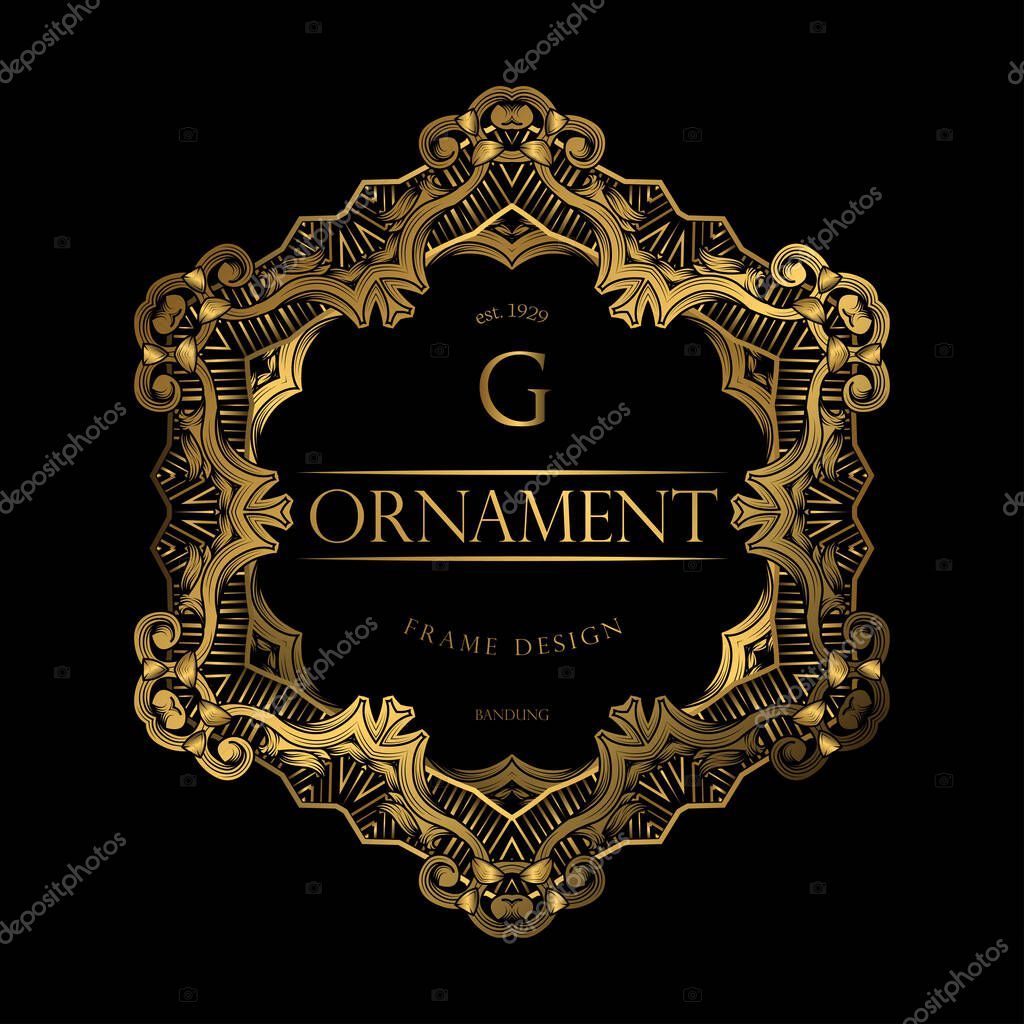 Luxury Background with Gold Color. templates with design element ornament, label, logo. made with golden luxury flower on ornament background
