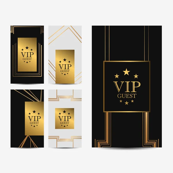 Tarjeta Invitación Vip Party Premium Con Diseño Oro Lujo Plantilla — Vector de stock