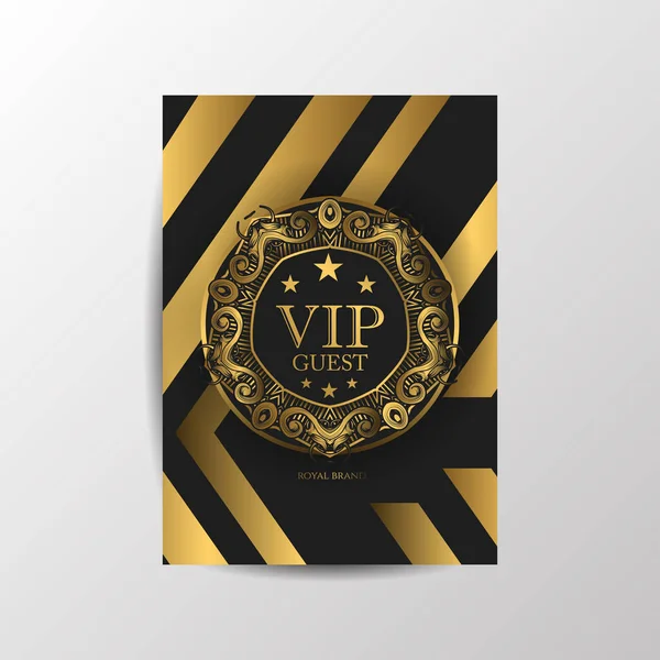 Tarjeta Invitación Vip Party Premium Con Diseño Oro Lujo Plantilla — Vector de stock