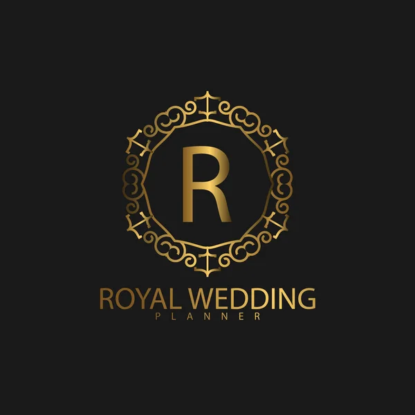 Logo Premium Luxury Avec Couleur Dorée Marque Royale Pour Entreprise — Image vectorielle