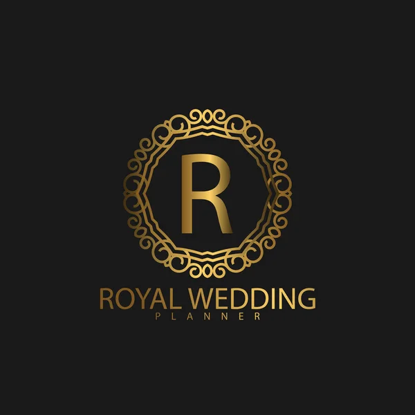 Logo Premium Luxury Avec Couleur Dorée Marque Royale Pour Entreprise — Image vectorielle