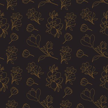 Arka planda klasik çiçekler. Lüks çiçek hattı kusursuz desen. Vektör