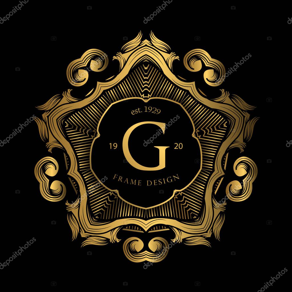 Luxury Background with Gold Color. templates with design element ornament, label, logo. made with golden luxury flower on ornament background