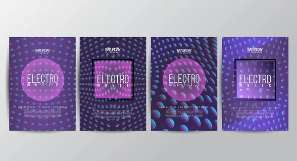 Elektronický Hudební Cover Šablona Pro Klubové Párty Leták Barevné Vlny — Stockový vektor