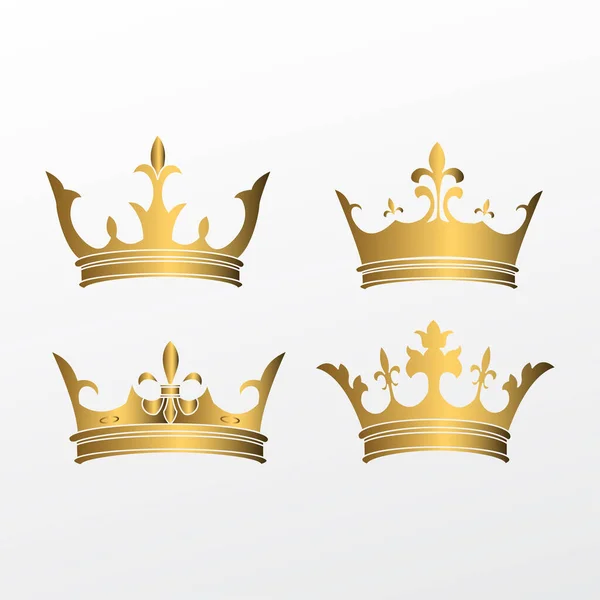 Kronen Symbol Mit Goldenem Königsschmuck Isoliert Auf Weißem Hintergrund Vektor — Stockvektor