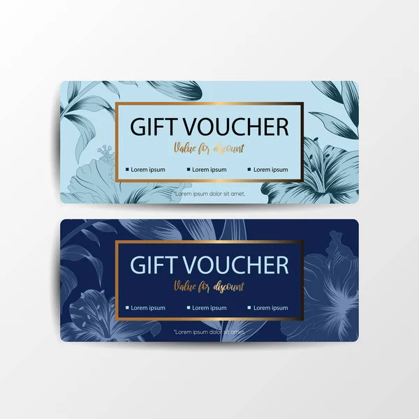 Vektör illüstrasyon hediye çeki şablonu ve çiçek arkaplan vektörlü satış indirimi.