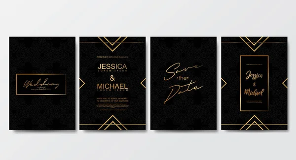 Düğün Davetiyesi Kartları. Lüks Konsept, Süs, Lüks Poster, Vektör Dekoratif ve Desen Vektör Tasarım Şablonlu Davetiyeler