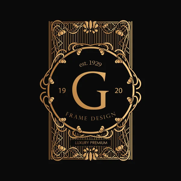 Art Nouveau Frame. Art Nouveau Süslü Dikdörtgen Dekoratif Çerçeve. Etiketler, Bayrak, Çıkartma ve Etiketler için Vektör Süsleme Tesisi Vignette.