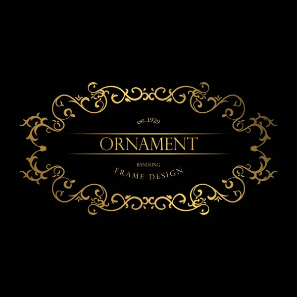 프레임 럭셔리 Frame Luxury Golden Color Ornament Concept Luxurious Badges — 스톡 벡터