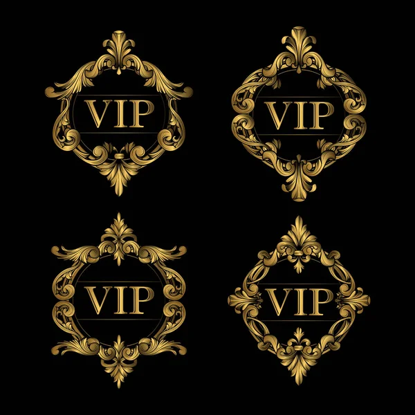 Altın Çerçeve Lüks. Altın Renkli Çerçeve, Süs Konsepti, Lüks Rozetler, Altın Etiket, Retro Kavram. Moda Kraliyet Süs Çerçeve İllüstrasyonu, Otel Markası İçin İyi.