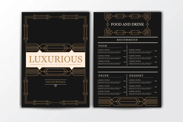 Restaurante Food Menu Template Elegante Menu Vintage Luxuoso Com Comida — Vetor de Stock