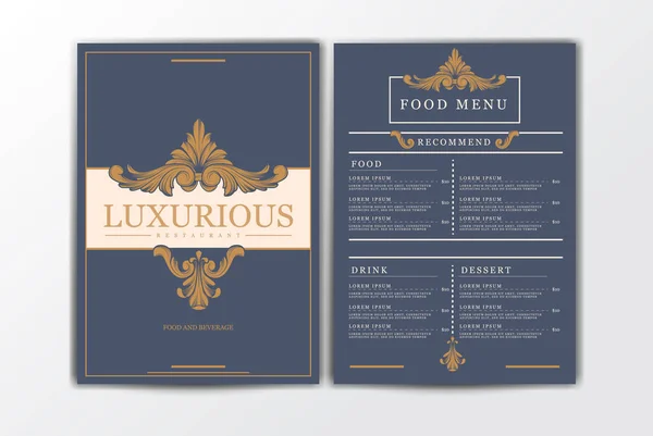 Restaurant Food Menu Template Elegant Luxurious Vintage Menu Food Drinks — Stock Vector