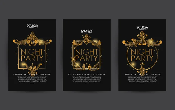 Luxury Poster Template Golden Night Club Party Poster Template Club — Stock Vector