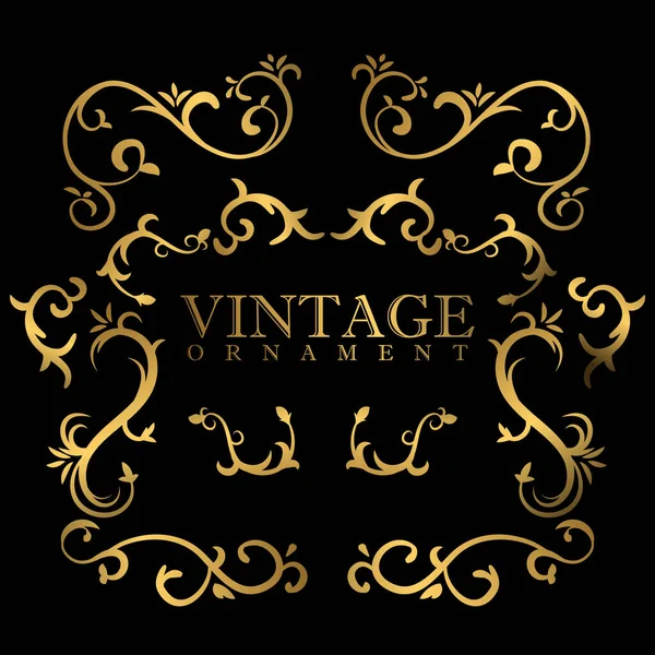 Conjunto Ornamento Luxuoso Elementos Design Decoração Elegante Vintage Flourishes Retro —  Vetores de Stock