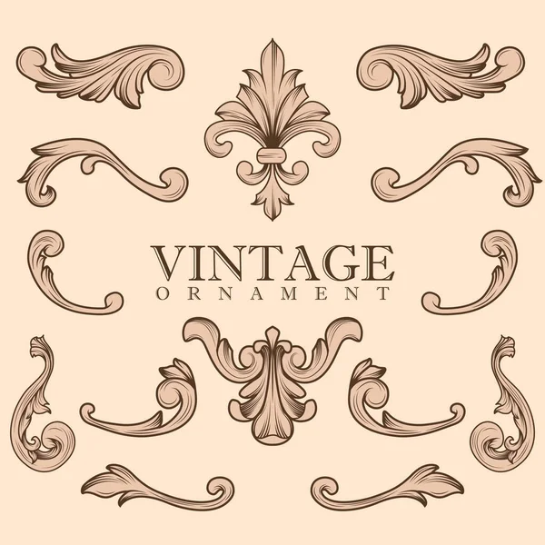 Şatafatlı süs seti. Klasik Zarif Dekorasyon Tasarım Elementleri. Retro Logo, Royal Wedding, Hotel Banner ya da Davetiyeler İçin Retro Uygun.