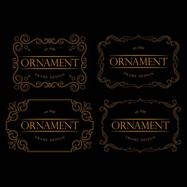 Altın Çerçeve Lüks. Altın Renkli Çerçeve, Süs Konsepti, Lüks Rozetler, Altın Etiket, Retro Kavram. Moda Kraliyet Süs Çerçeve İllüstrasyonu, Otel Markası İçin İyi.