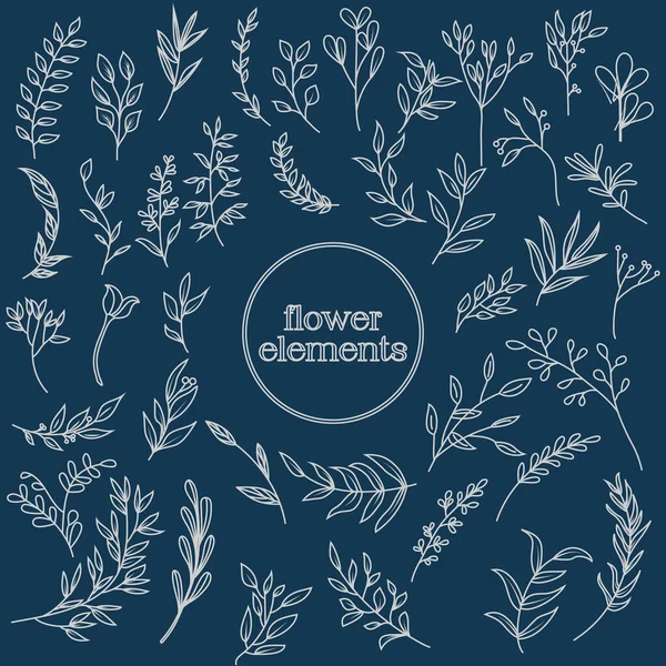 El Çizimi Çiçek Bağbozumu. El Çizimi Çiçekler ve Davetiyeler, Tebrik Kartları ve Çerçeveler İçin Yapraklar.