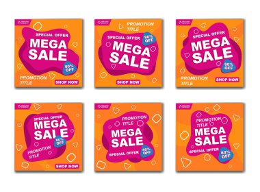 Modern Flash Satış Bayrağı seti. Büyük Satış Özel Şablonu Tanıtımı. Renkli Çizimde Gradyan Illustration. - Vektör