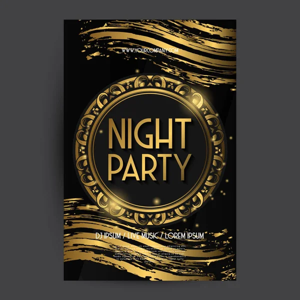 Luxus Plakatvorlage Golden Night Club Party Plakatvorlage Für Club Party — Stockvektor
