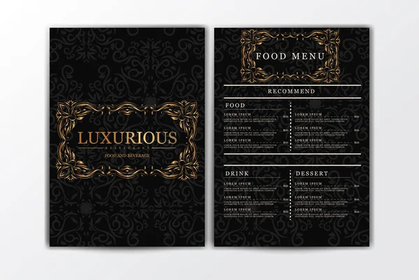 Restaurant Food Menu Template Elegant Luxurious Vintage Menu Food Drinks — Stock Vector