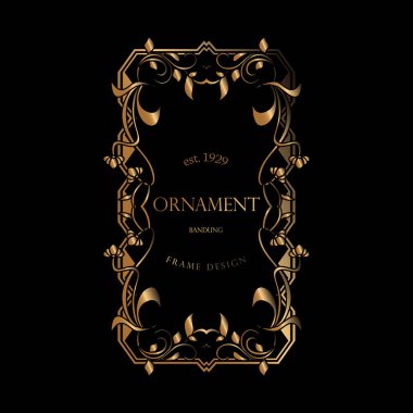 Süslü Altın Çerçeve Şatosu. Lüks Konsept, Etiket, Sancak ve Etiket İçin Vektör Süslemesi.